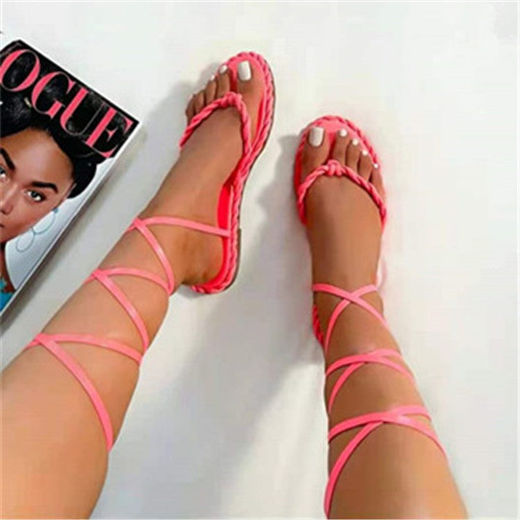 Fashion Summer Lace-Up Flat Sandals Womens Shoes