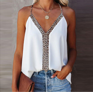 V-Neck Leopard Stripe Blouse Top Women's Clothing