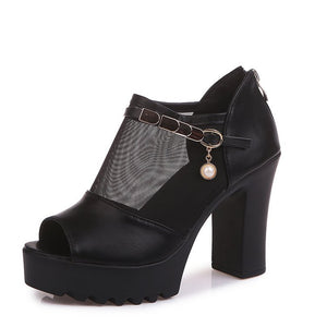 High Heel Fish Mouth Thick Heel Sandals Women Casual Platform