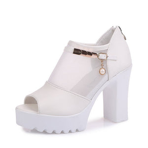 High Heel Fish Mouth Thick Heel Sandals Women Casual Platform