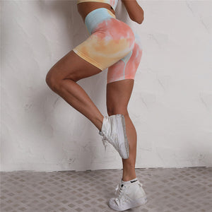 Beautiful Back Yoga Wear Women's Seamless Moisture Wicking Tie-dye Short Style