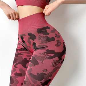 Camouflage Tight-Fitting Seamless Hip-Lifting Fitness Pants Stretch
