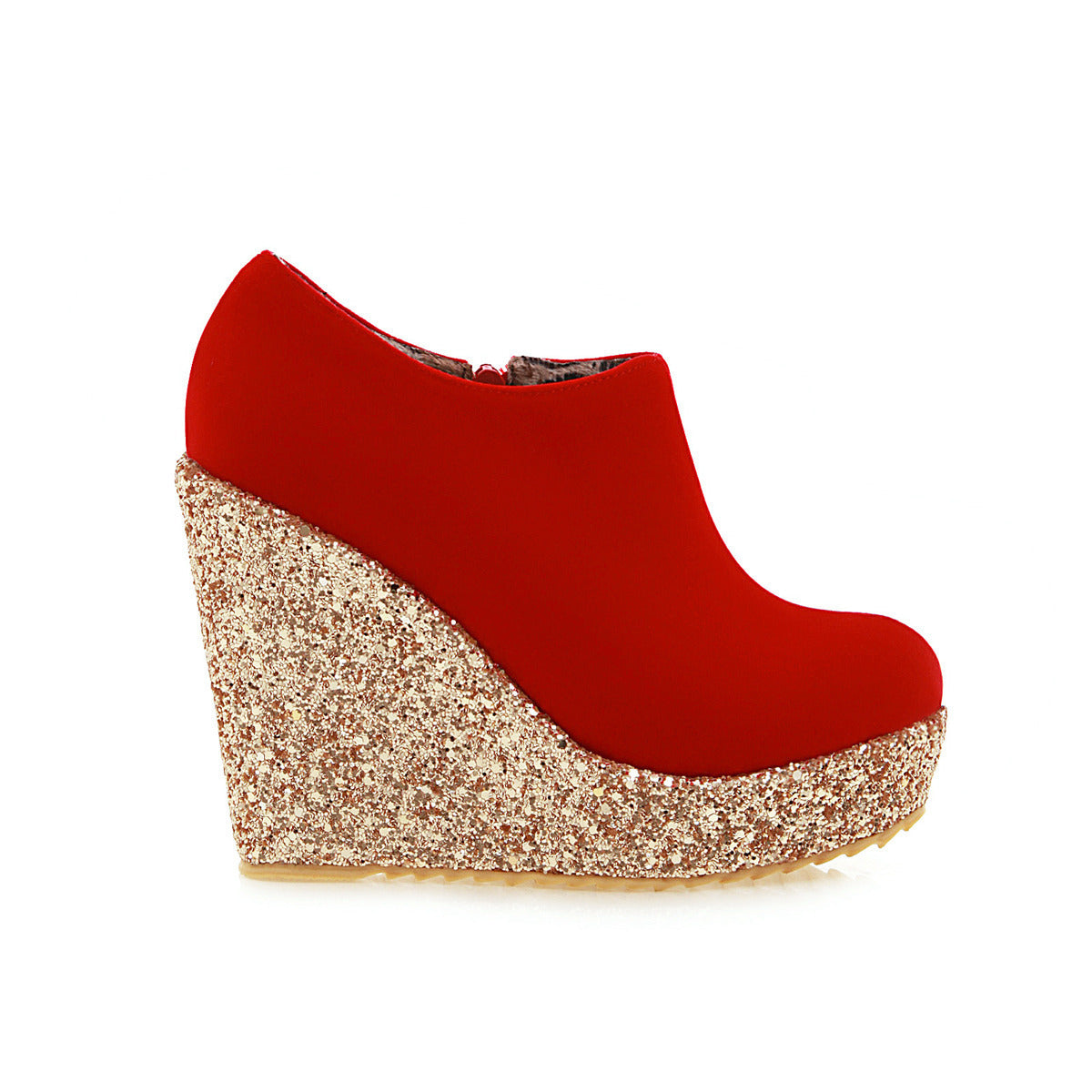 Women Sandals Serpentine Stitched Vintage Wedge High Heel Cover Heel Pumps Shoes