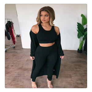 Cardigan ribbed ladies suit