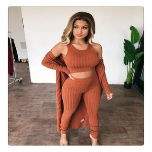 Cardigan ribbed ladies suit