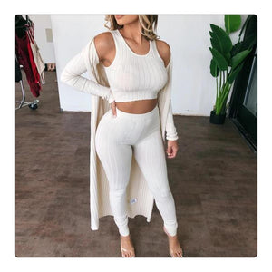Cardigan ribbed ladies suit