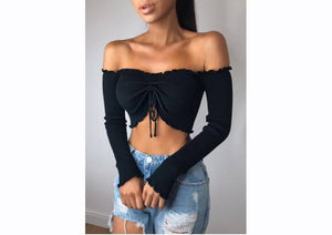 Women's One-Shoulder Long-Sleeved Blouse