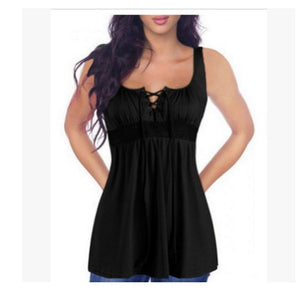 Women Tunic Tops. Summer Lace Up Blouse.