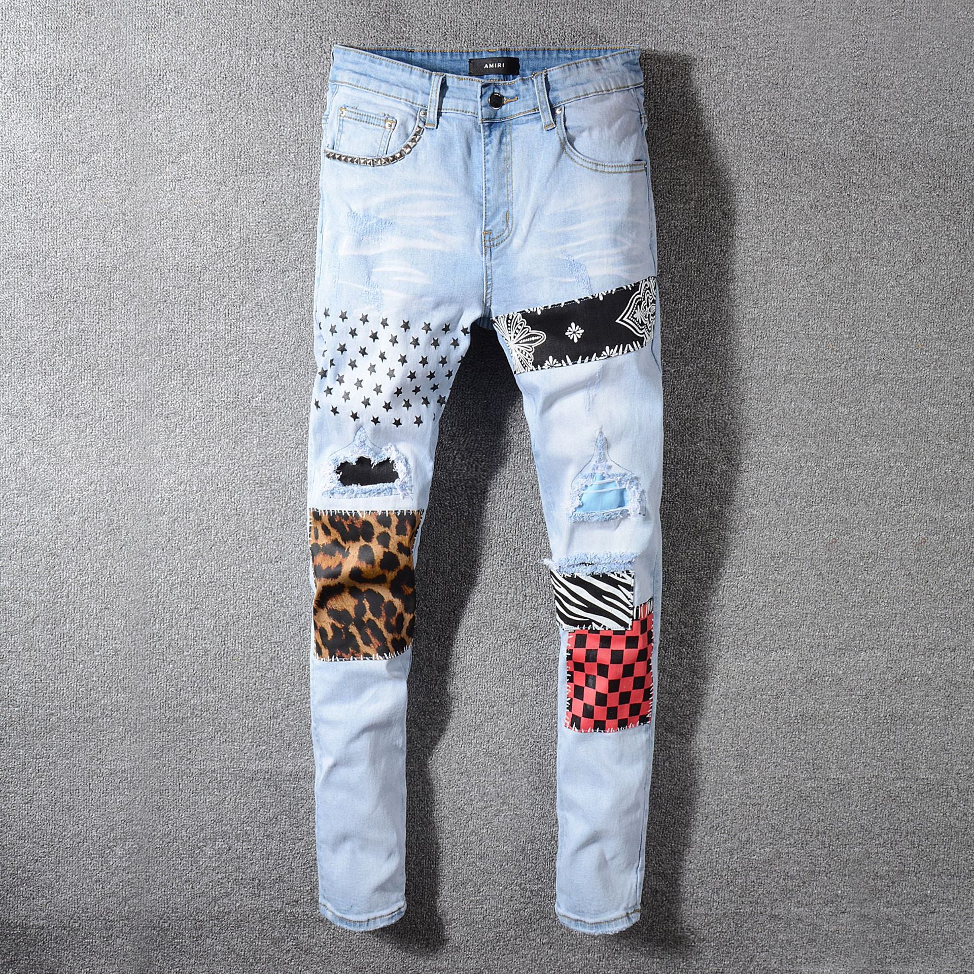 Patch ripped jeans