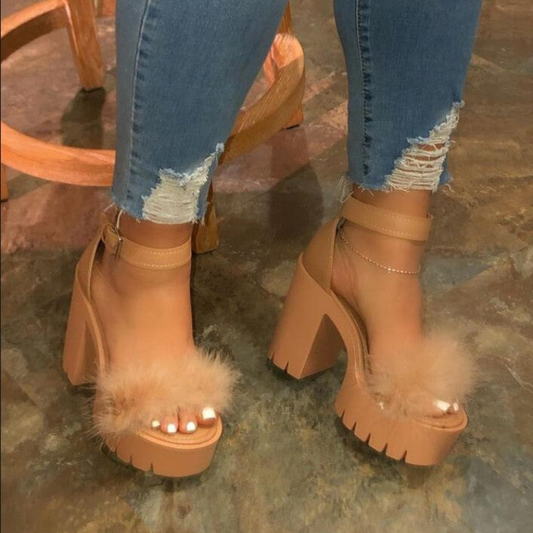 Fashion Thick-heeled High-heeled Sandals Women