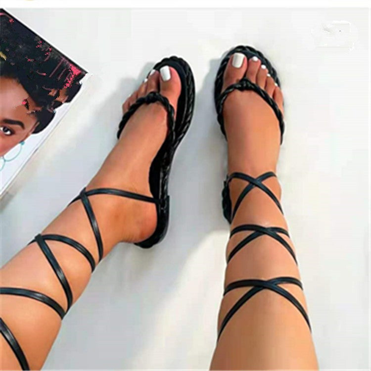 Fashion Summer Lace-Up Flat Sandals Womens Shoes