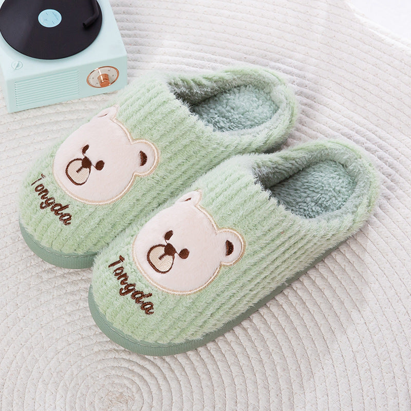 Bear Slippers Women Warm Winter Shoes Fuzzy Home Slippers
