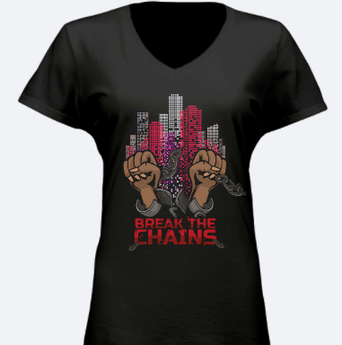 Break The Chains T-shirt (Ladies Red Theme)