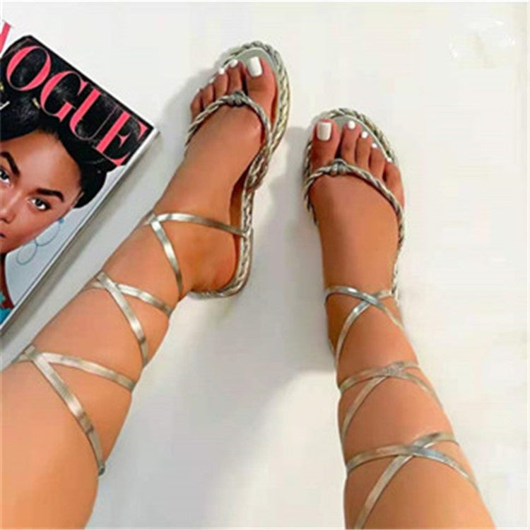 Fashion Summer Lace-Up Flat Sandals Womens Shoes