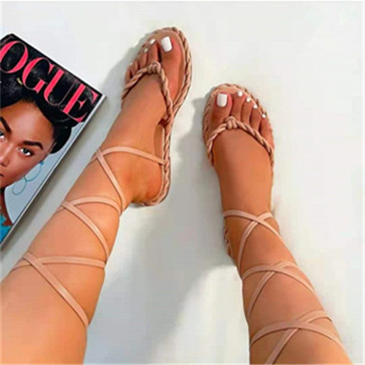 Fashion Summer Lace-Up Flat Sandals Womens Shoes