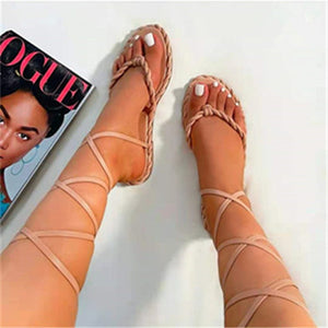 Fashion Summer Lace-Up Flat Sandals Womens Shoes