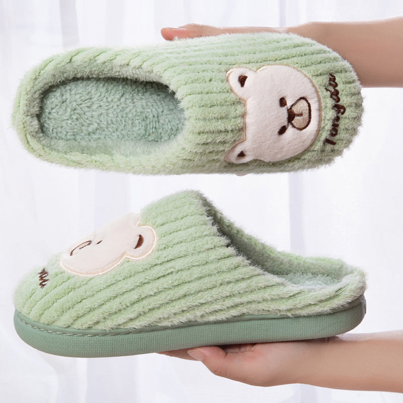 Bear Slippers Women Warm Winter Shoes Fuzzy Home Slippers
