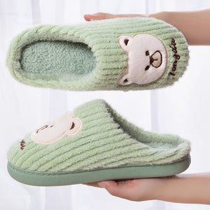 Bear Slippers Women Warm Winter Shoes Fuzzy Home Slippers