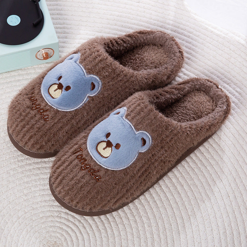 Bear Slippers Women Warm Winter Shoes Fuzzy Home Slippers