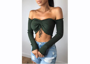 Women's One-Shoulder Long-Sleeved Blouse