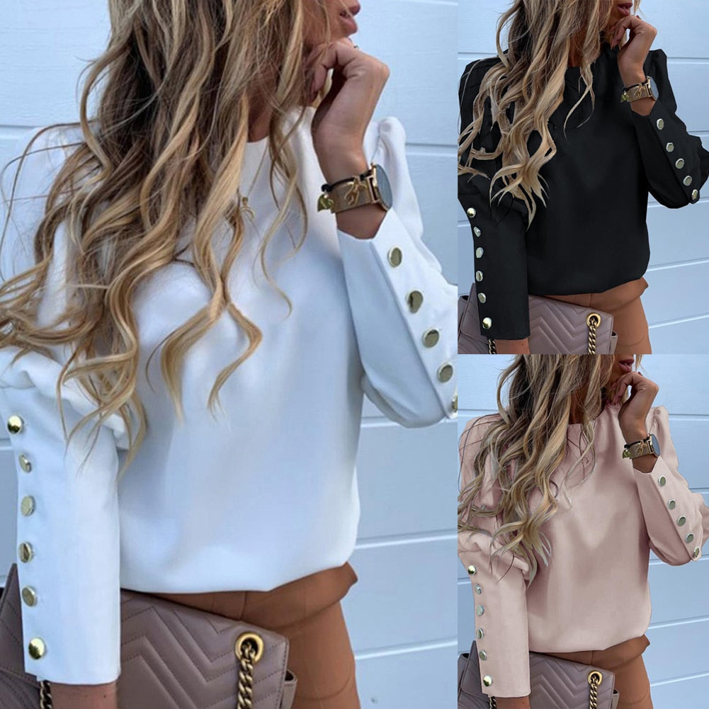 Spring Loose Blouse Women Long Sleeve Tops Shirt Casual O Neck Shirt