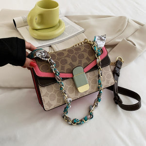 Chain Square Flap Shoulder Crossbody Bags For Women 2021 PU Leather Women&#39;s Designer Luxury Handbag Female Travel Messenger Bag