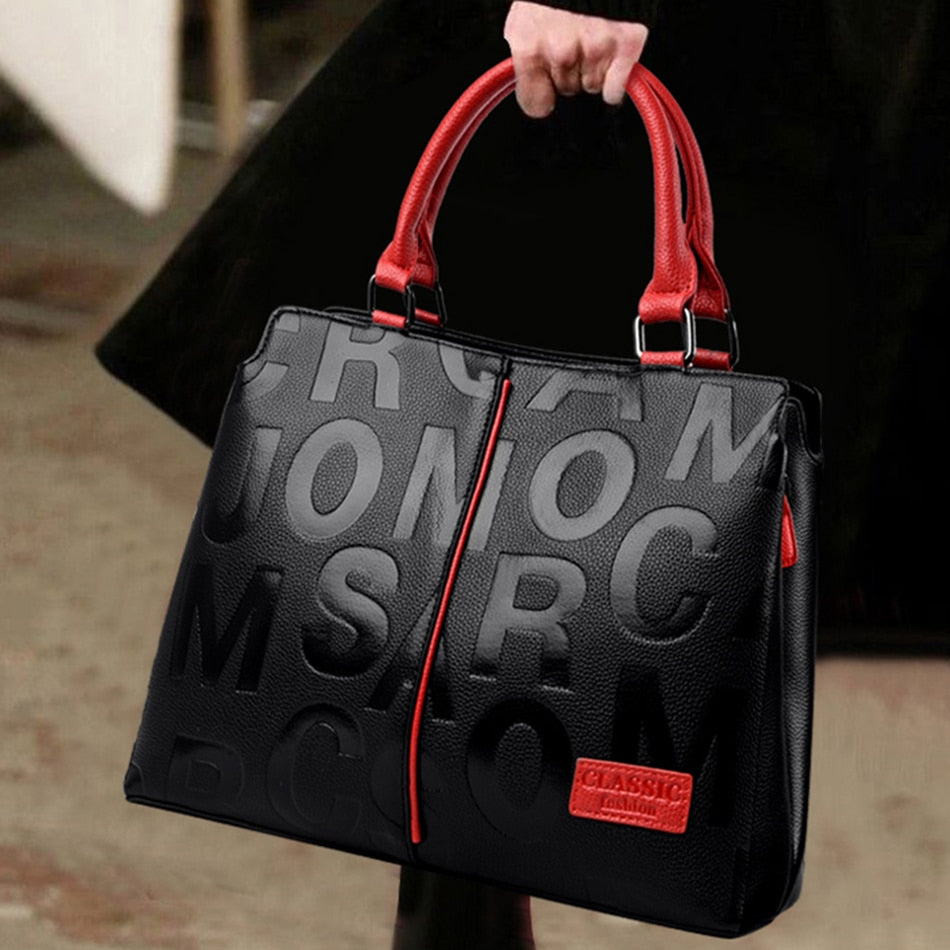 Ladies Quality Leather Letter Shoulder Bags for Women 2022 Luxury Handbags Women Bags Designer Fashion Large Capacity Tote Bag